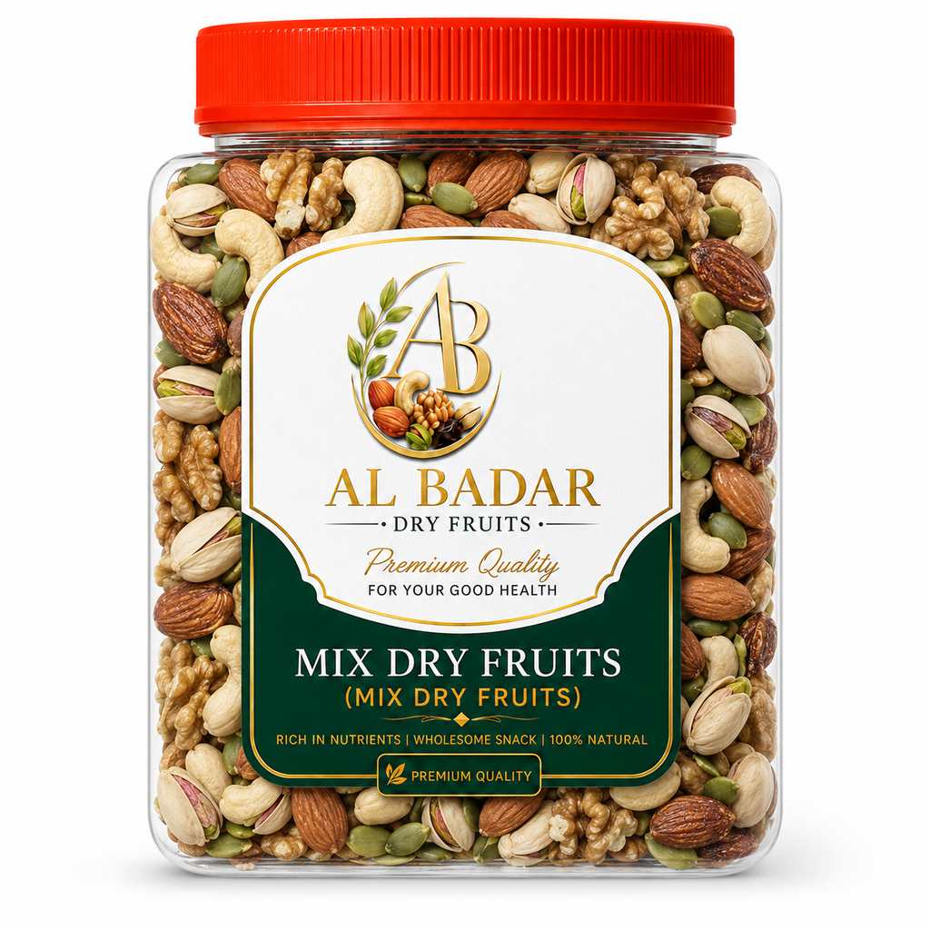 Al-Badar Premium Mix Dry Fruits – 50g Anjeer Free on 500g | 100g Free on 1kg+ order